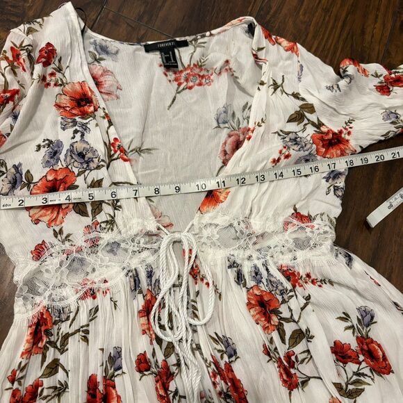Forever 21 size Medium Floral Lace Stevie Nicks Boho Floral Kimono Duster - Picture 9 of 9